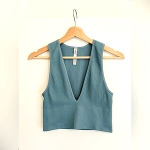 Free People Ribbed Plunging V Tank